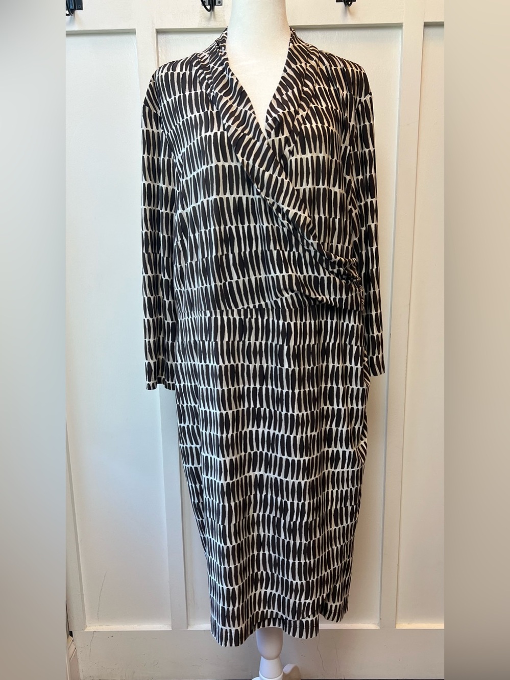 Chico's Womens Wrap Dress Size 3 (XL / 16) Midi 3/4 Sleeve Drapy Boho Vacation